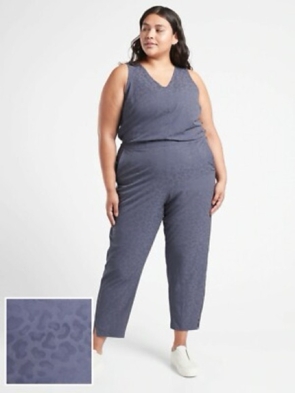 Athleta Brooklyn Textured Jumpsuit in a blue-violet leopard print Size 24 NWT